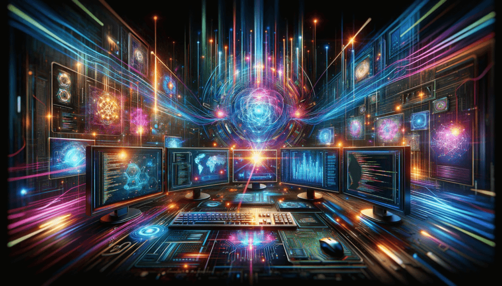 DALL·E 2023 12 26 11.07.00 Create a visually stunning and eye catching digital illustration that appeals to computer and IT enthusiasts. The image should feature a futuristic an