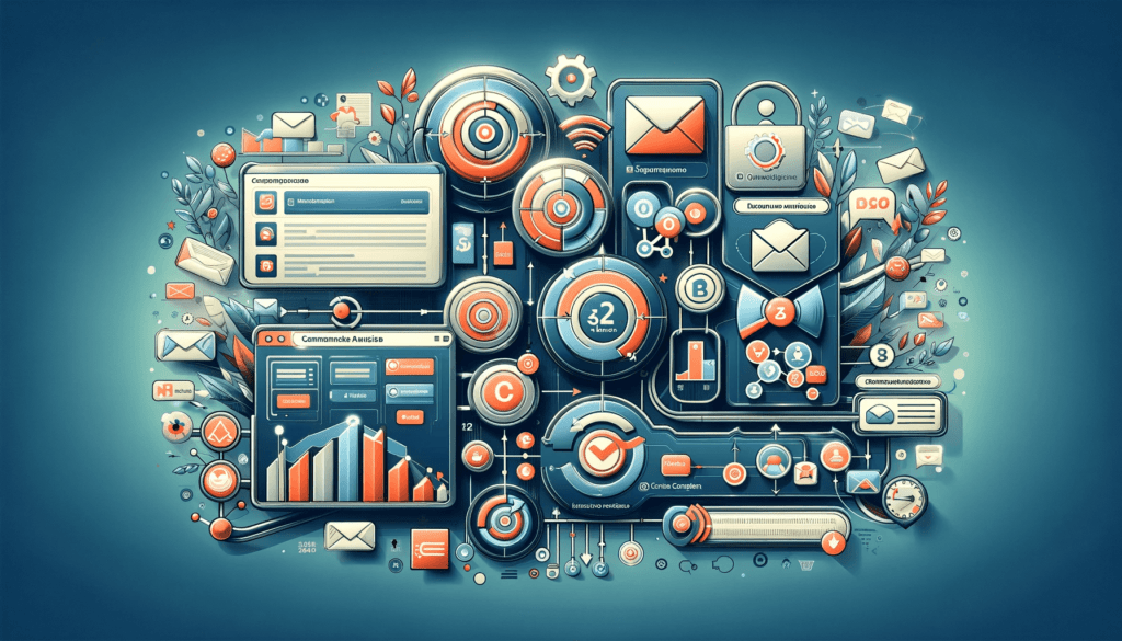 DALL·E 2023 12 26 11.14.53 Uma ilustracao digital detalhada e criativa que representa as automacoes mais populares do ActiveCampaign. A imagem deve apresentar uma interface de u