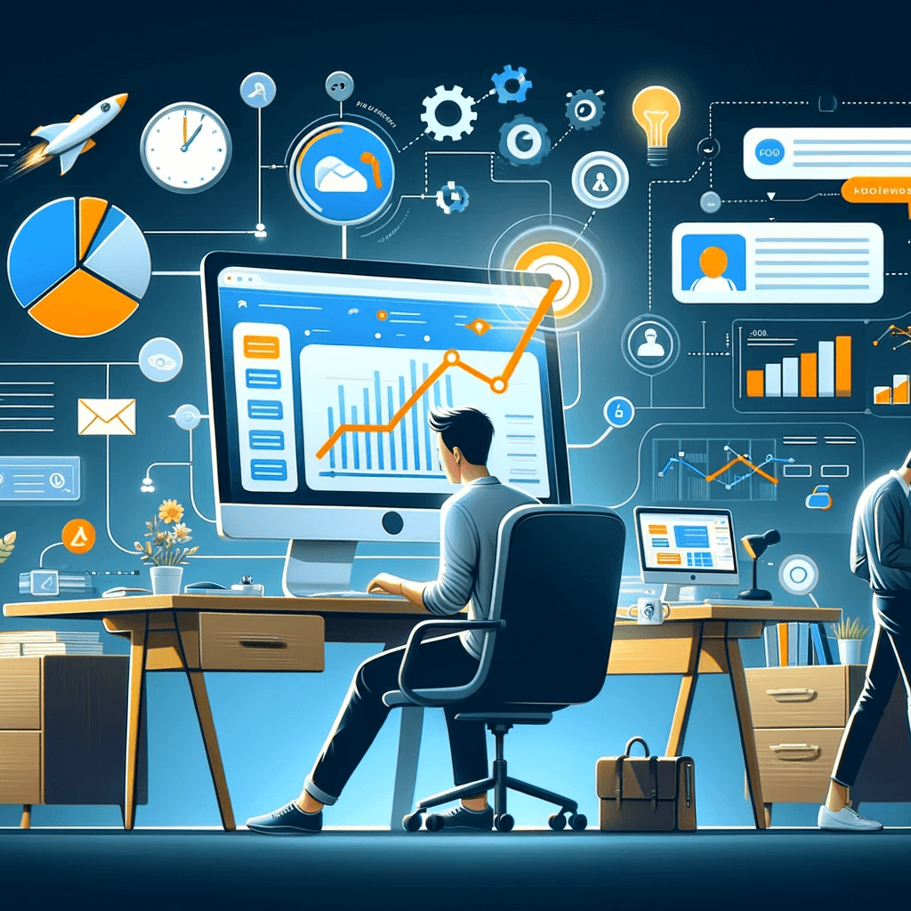 DALL·E 2023 12 26 13.38.45 Uma ilustracao realista e altamente criativa para um blog destacando o uso da API do ActiveCampaign para adicionar contatos a uma lista. A imagem dev