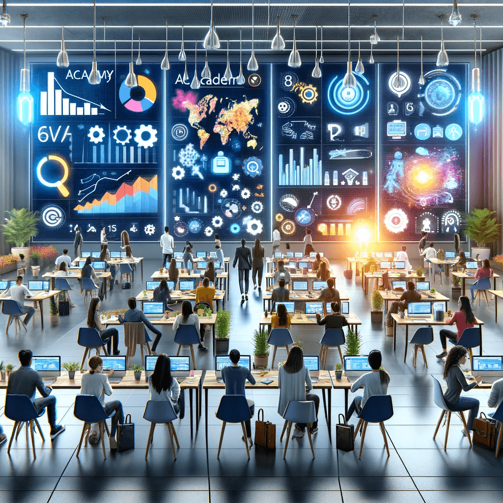activecampaign api key 4 DALL·E 2023 12 26 14.22.02 Uma ilustracao digital realista que representa o conceito da ActiveCampaign Academy. A imagem deve mostrar um ambiente de aprendizado moderno e digita