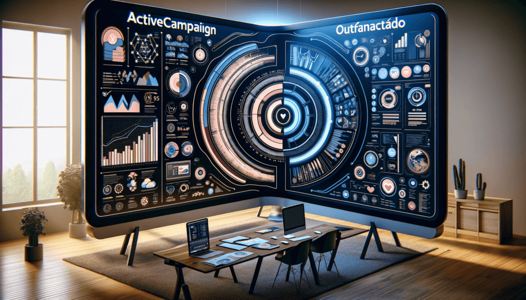 DALL·E 2023 12 27 11.15.37 Imagem horizontal sofisticada e chamativa na area de informatica destacando a comparacao entre o ActiveCampaign e outras ferramentas de mercado. A ce