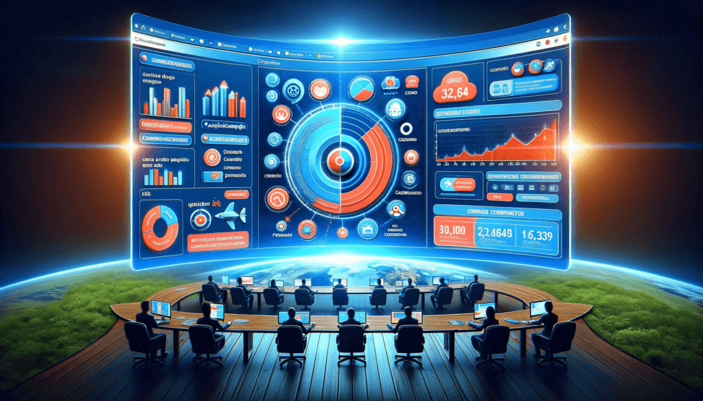 DALL·E 2023 12 28 09.19.58 Imagem horizontal sofisticada e chamativa na area de tecnologia apresentando um comparativo completo entre ActiveCampaign e Pipedrive. A cena mostra